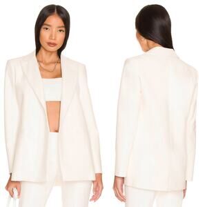 Alice + Olivia Justin Vegan Leather Blazer Soft White